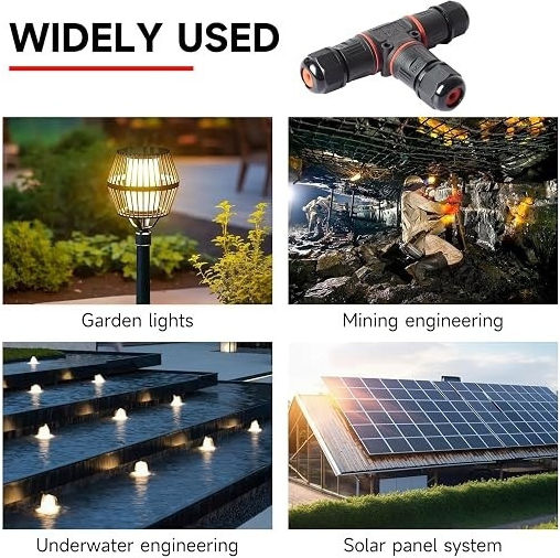 Set 5 Conectori Electrici Impermeabili Tip T Pentru Cabluri De Exterior Ø3-12 Mm Ip68 Cutie De Joncțiune Impermeabilă Cu 3 Căi Soclu Etanș Pentru Instalații Electrice De Grădină Iluminat Exterior Subteran