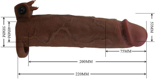 Pretty Love Penis Extension with Vibration Brown 22cm