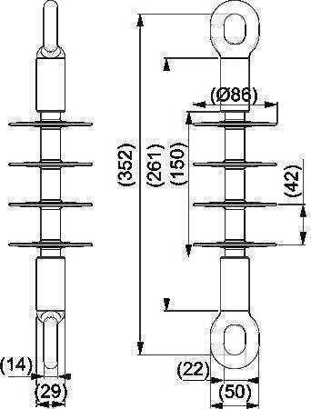Ensto Σύνθετος Μονωτήρας Εφελκυσμού 12-14 Kv 70 Kn Οπλισμός Οβάλ Κρίκο Sdi90.150