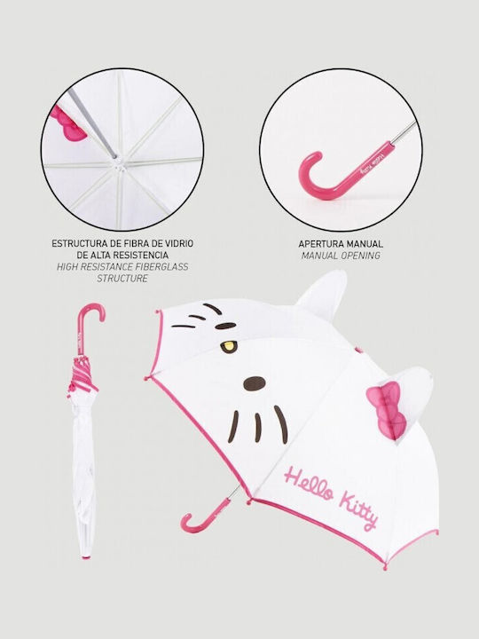 Hello Kitty Kinderregenschirm Gebogener Handgriff Weiß