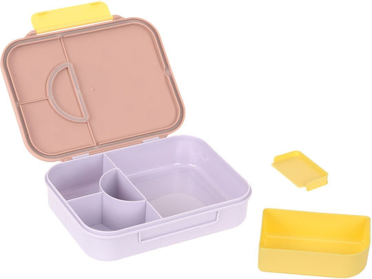Laessig Bento Box Party Kids' Food Container Made of Silicone Pink 21 x 17 x 5 cm