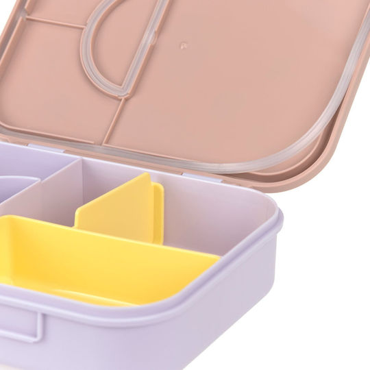 Laessig Bento Box Party Kids' Food Container Made of Silicone Pink 21 x 17 x 5 cm