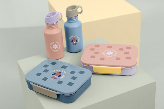 Laessig Bento Box Party Kids' Food Container Made of Silicone Pink 21 x 17 x 5 cm
