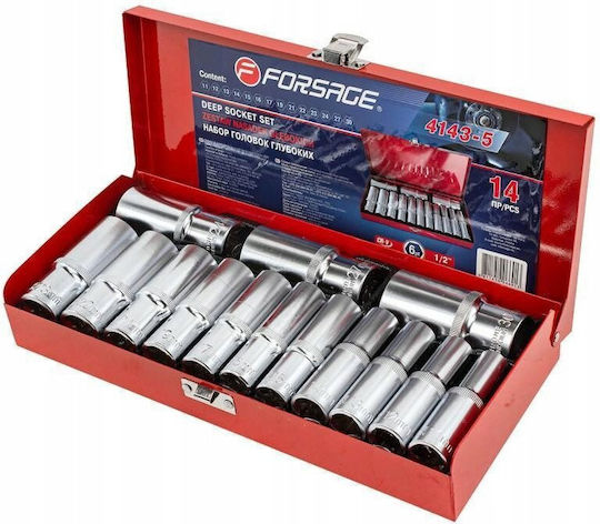 Forsage Σετ Βαθιές Καρυδάκια 1/2" 14 Τεμάχια 11-30mm 6-γωνικά