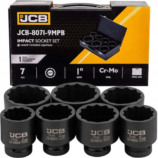 Σετ Κρουστικών Καρυδακίων Jcb 1'' 7 Τεμ 12-γωνα 46–75 Mm