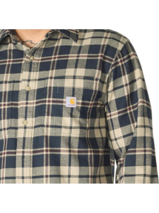 Carhartt Дълъг Ръкав Фланелена Риза Широка Кройка Каре Черен
