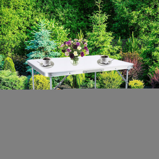 Ambiance Masă Din Aluminiu Pentru Camping Pliabilă În Valiză 80x60x70cm Albă