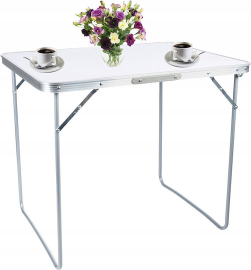 Ambiance Masă Din Aluminiu Pentru Camping Pliabilă În Valiză 80x60x70cm Albă