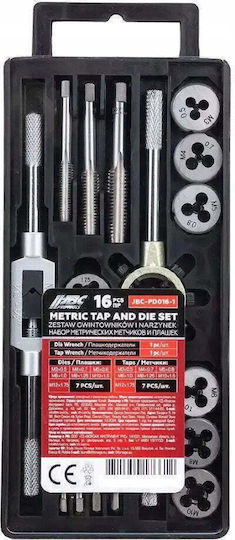 Bituxx Set Handgewindebohrer und Gewindeschneider 16 Stück M3-m12 Organizer Pu