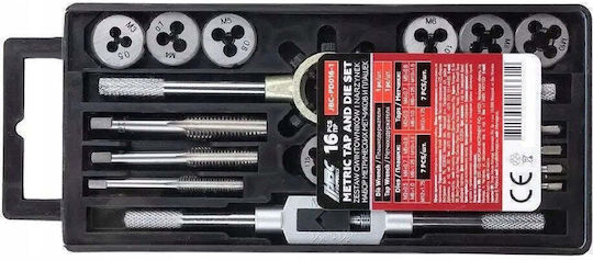 Bituxx Set Handgewindebohrer und Gewindeschneider 16 Stück M3-m12 Organizer Pu