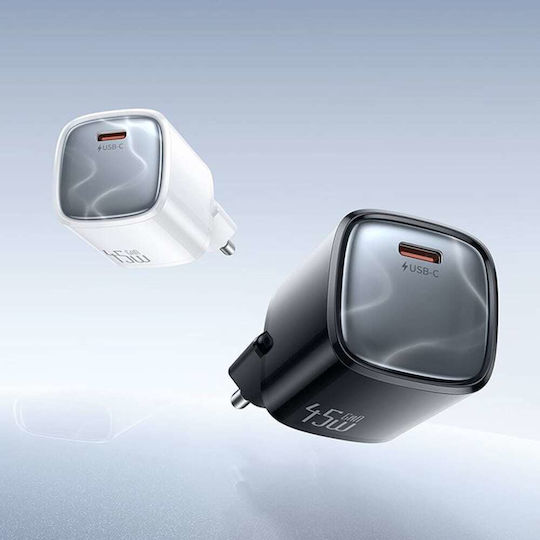 Mcdodo GaN Handyladegerät mit USB-C Ausgangsanschluss und Kabel USB-C - USB-C 45W Stromlieferung Schwarz (Nano Series CH-4433)
