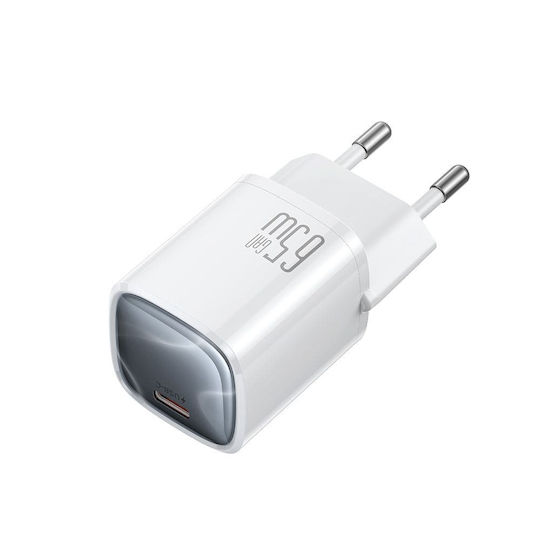 Mcdodo GaN Handyladegerät mit USB-C Ausgangsanschluss und Kabel USB-C - USB-C 65W Stromlieferung Weiß (Nano Series CH-8263)