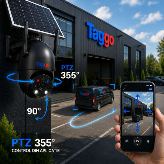 Taggo Stil true IP Cameră de Supraveghere Wi-Fi 4K Impermeabilă cu Baterie, Comunicare Bidirecțională și Obiectiv de 3.6mm