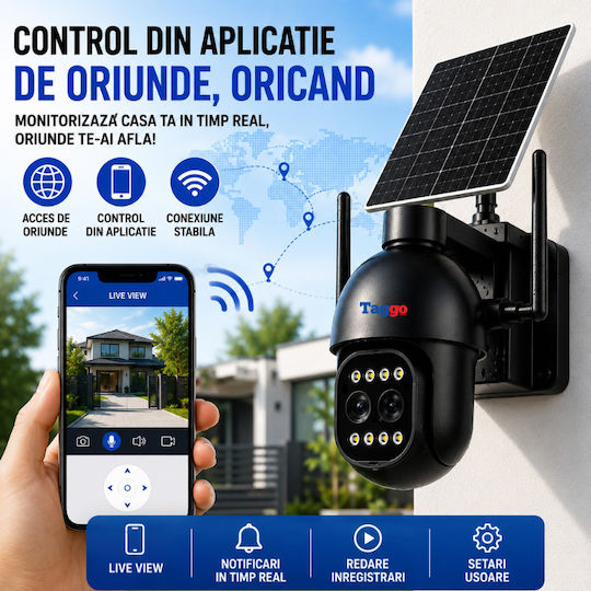 Taggo TAGGO-PRO-D12-WIFI IP Cameră de Supraveghere Duală Wi-Fi Full HD+ 5MP Impermeabilă cu Baterie cu Comunicare Bidirecțională și Obiectiv de 3.6mm