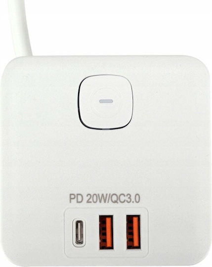 Sthor Steckdosenleiste 3 Steckdosen mit USB-A, Schalter und Kabel 1,5 m