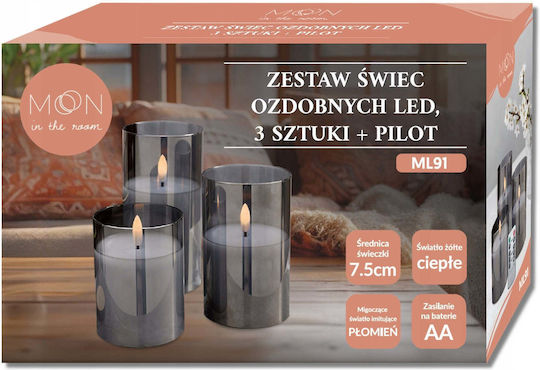Decorative Lamp Warm White Wax 3pcs 7.5x7.5cm