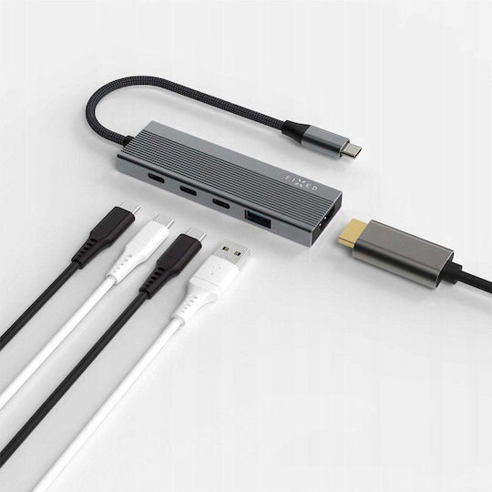 Fixed USB-C Докинг станция с HDMI 4K PD Сив (FIXHU-CR-GR)