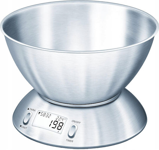 LTC Audio Digitale Küchenwaage mit Eimer bis 5kg Silber