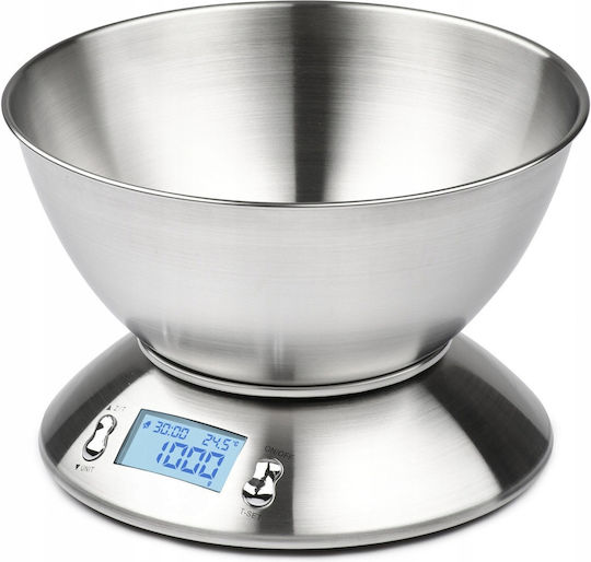 LTC Audio Digitale Küchenwaage mit Eimer bis 5kg Silber
