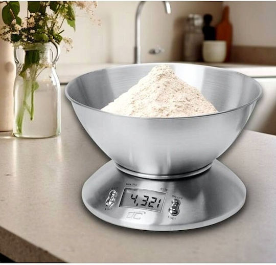 LTC Audio Digitale Küchenwaage mit Eimer bis 5kg Silber
