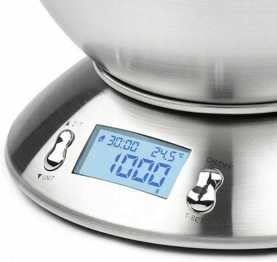 LTC Audio Digitale Küchenwaage mit Eimer bis 5kg Silber