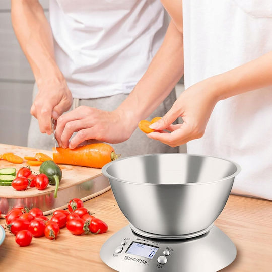LTC Audio Digitale Küchenwaage mit Eimer bis 5kg Silber
