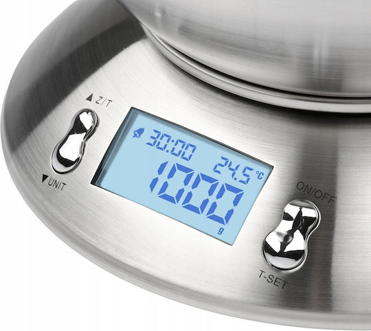 LTC Audio Digitale Küchenwaage mit Eimer bis 5kg Silber