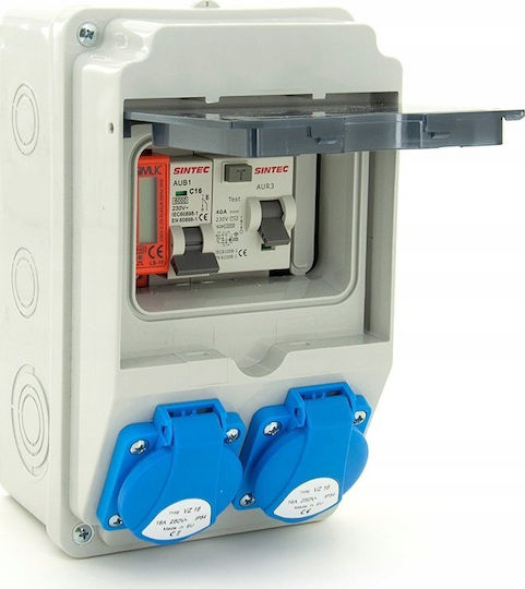 Els Elektrotechnika Construction Garden Distribution Box 2*gs 230v + Protections + Residual Current Device + Certified Mid Meter 6no21c00fl