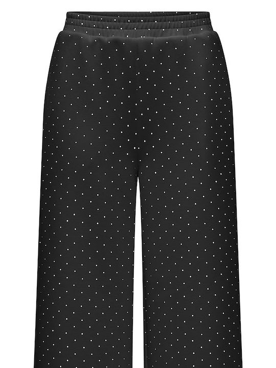 Pantaloni Largi Dama High Rise În Croială Lejeră Negru