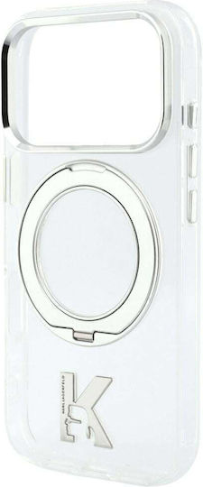 Karl Lagerfeld Etui Kameo Metal Magsafe Ring Stand 360 iPhone 18 Pro Max 17 Pro Max Transparent