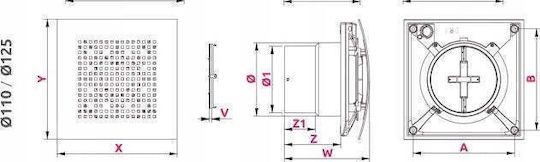 Awenta Wandventilator Badezimmer 110mm Weiß