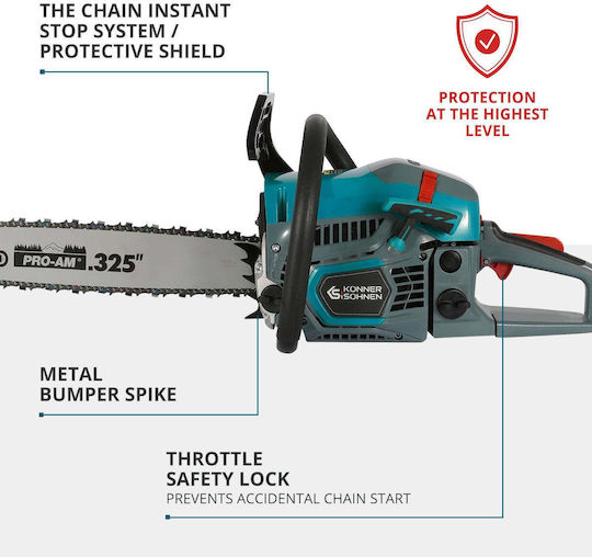 Könner & Söhnen Gasoline Chainsaw 3.1hp with 45cm Blade and Easy Start