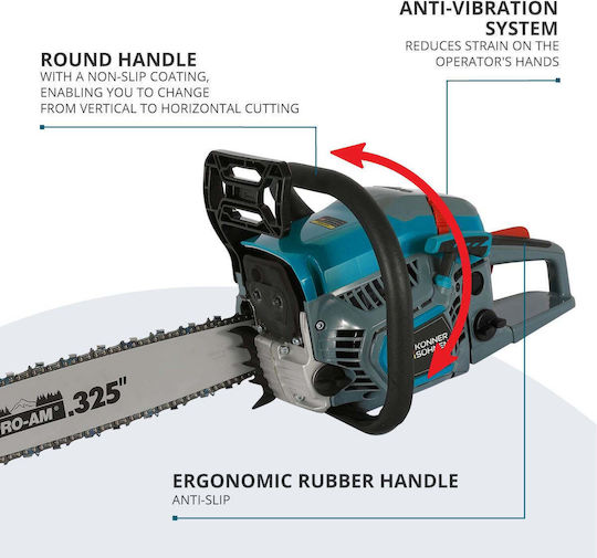 Könner & Söhnen Gasoline Chainsaw 3.1hp with 45cm Blade and Easy Start