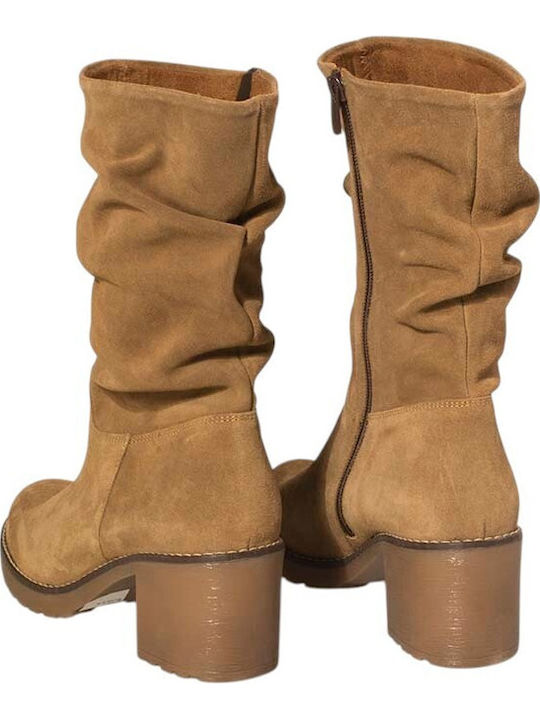 Leder Damen Stiefeletten Tabac Braun
