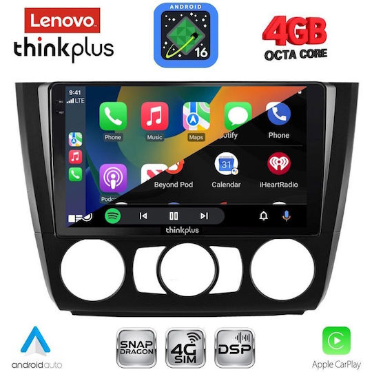 Lenovo Car Audio System for BMW Series 1 2004-2013 with A/C Bluetooth USB WiFi GPS Apple CarPlay Android Auto with 9" Touch Screen