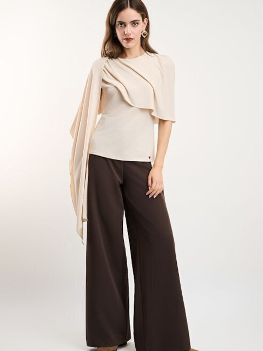 Women's High Rise Pantaloons with Rubber Band Brown