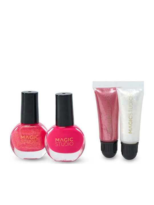 Magic Studio Nails + Lips Σετ Μακιγιάζ για τα Χείλη με Νεσεσέρ Colorful 5τμχ