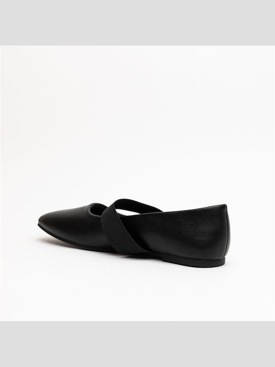 Women's Ballerina Shoes with Strap Black