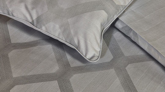 Valeria Home Set Huse Pentru Pilote Cidade 100% Bumbac 220x200cm Superdublu Cu 2 Fețe De Pernă & 1 Cearșaf Dove