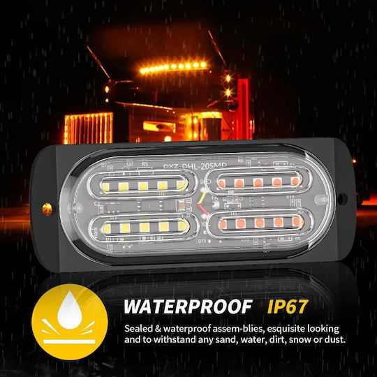 LED Strobe Warning Beacon Ultra Light 20 LED 12V/24V Red – Blue