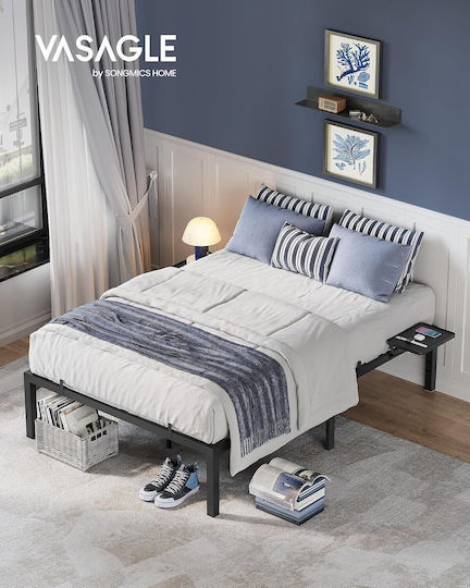 Doppel Metallbett Schwarz mit Lattenrost für Matratze 140x200cm