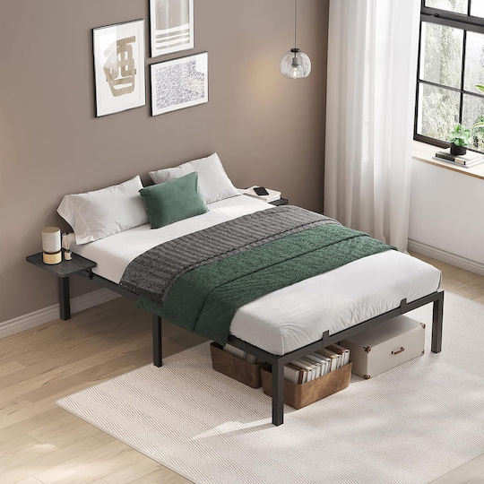 Doppel Metallbett Schwarz mit Lattenrost für Matratze 140x200cm