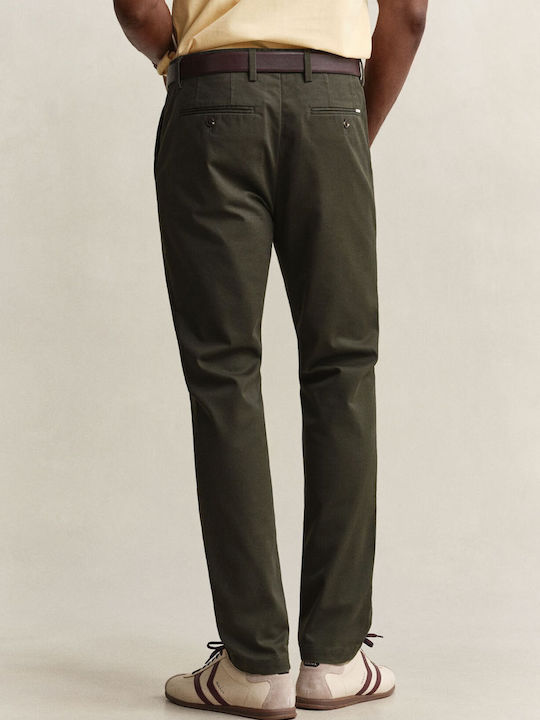 Ανδρικό Παντελόνι Chino Ελαστικό Slim Fit Πράσινο Σκούρο