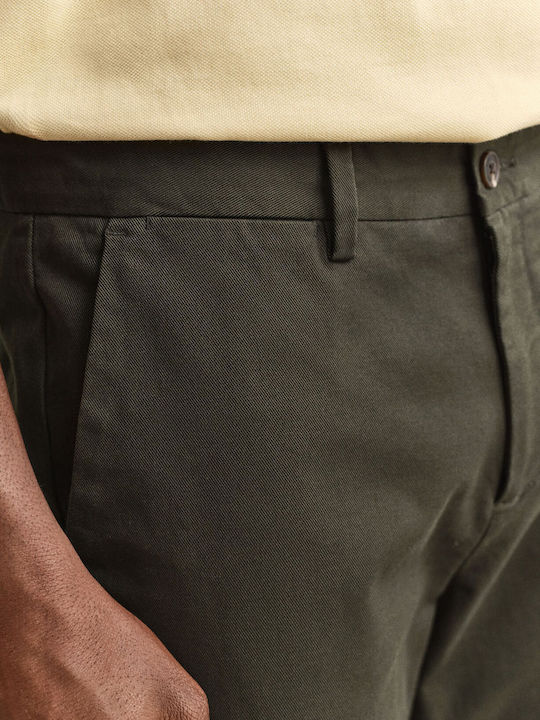 Ανδρικό Παντελόνι Chino Ελαστικό Slim Fit Πράσινο Σκούρο