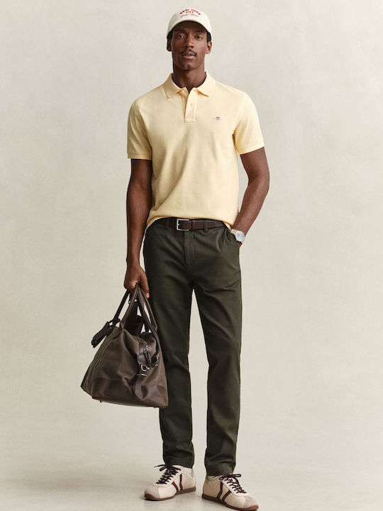 Ανδρικό Παντελόνι Chino Ελαστικό Slim Fit Πράσινο Σκούρο