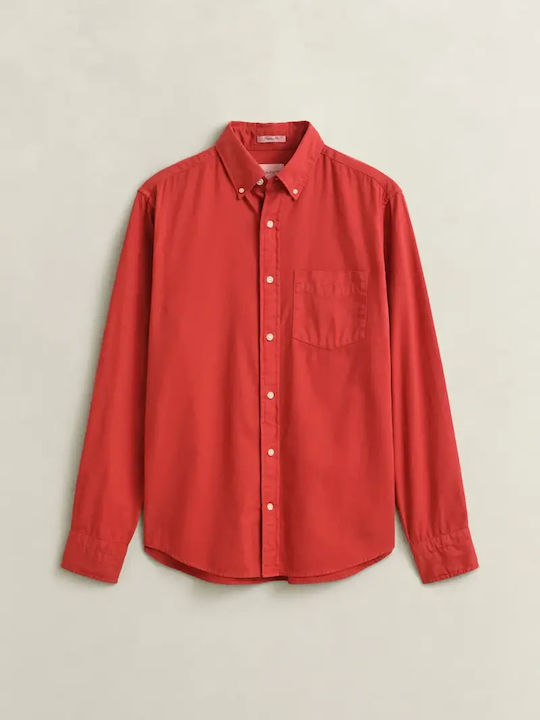 Long Sleeve Cotton Shirt in Regular Fit Orange