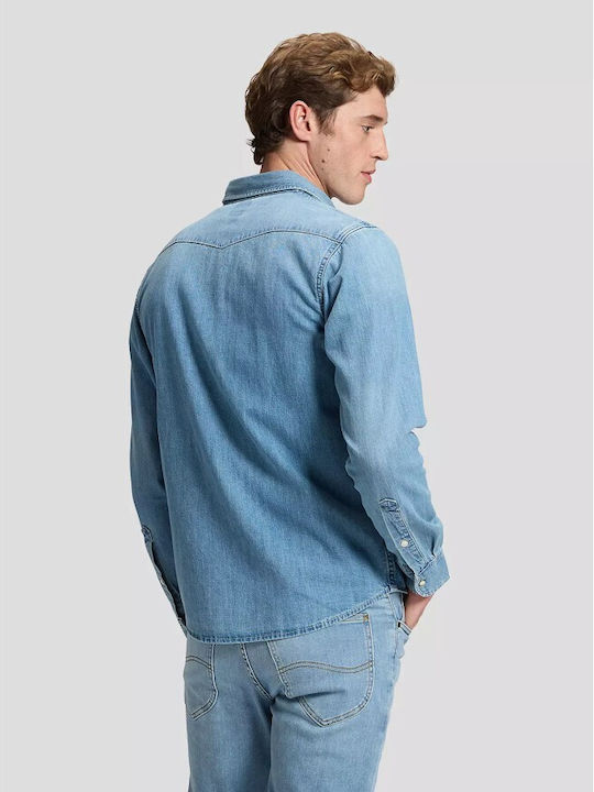 Long Sleeve Denim Shirt in Regular Fit Light Blue