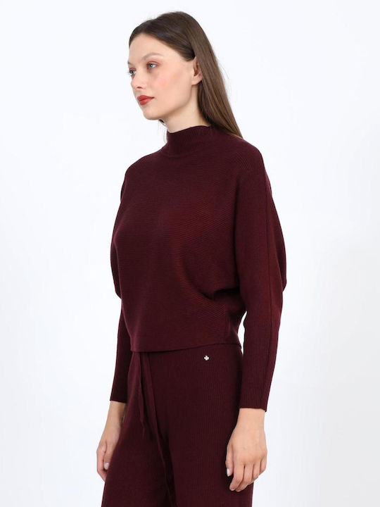Damen Pullover mit 3/4 Ärmel Burgundisch
