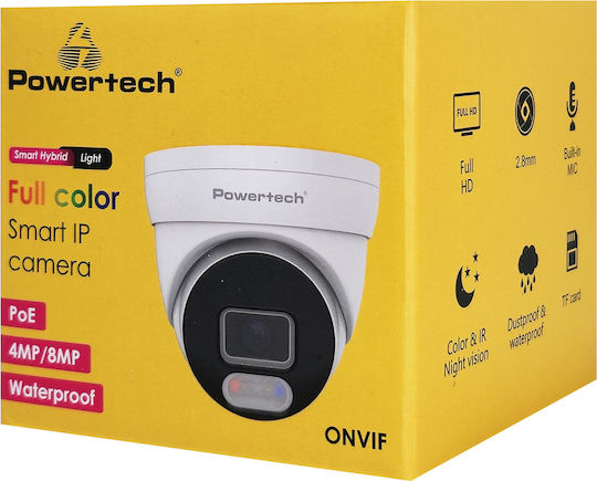 Powertech PT-1591 IP Surveillance Camera Full HD+ 4MP Waterproof with Microphone and 2.8mm Lens
