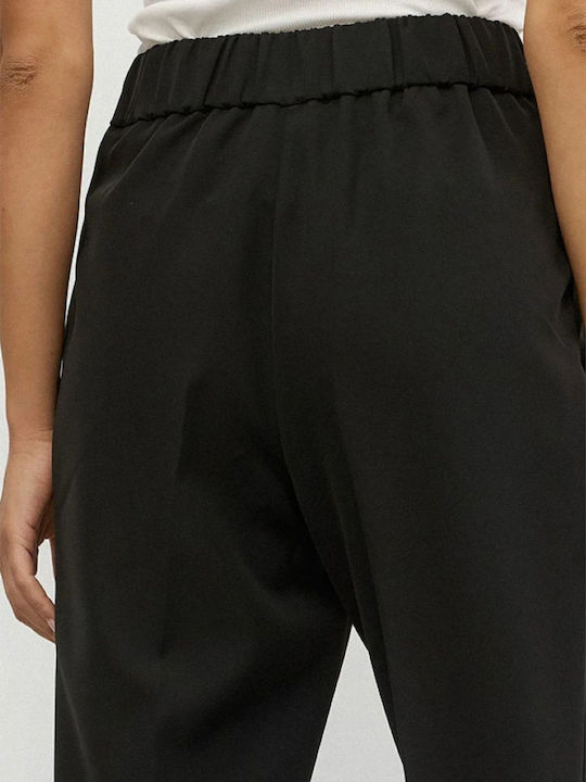 Women's Fabric Trousers with Elastic Black